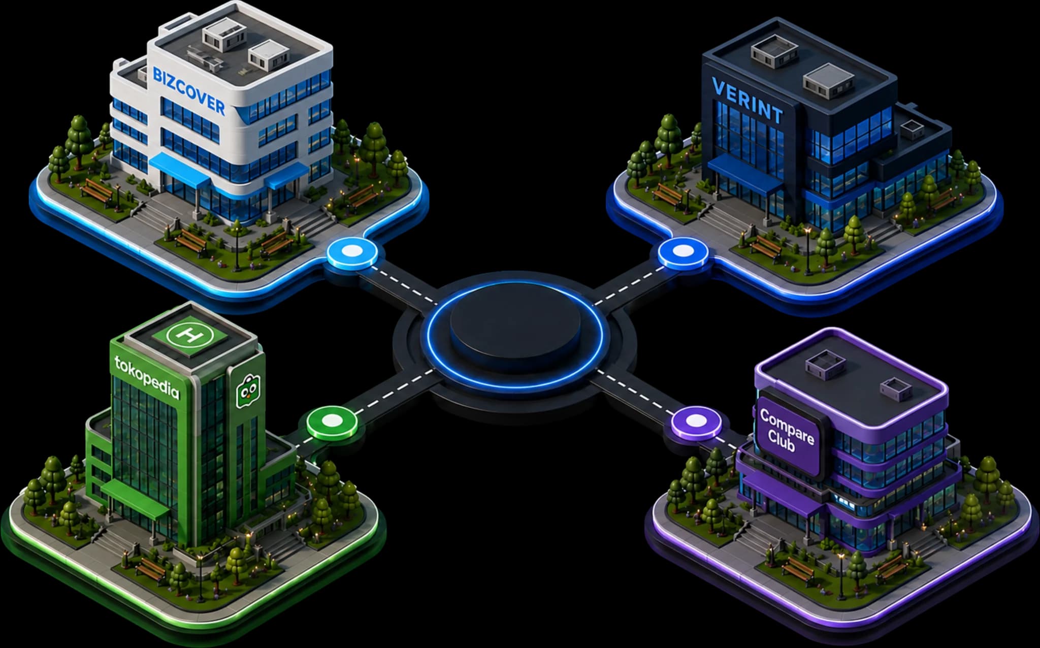 Isometric scene of the companies I have worked with